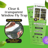 Fly Trap Indoor or Outdoor Usage | Window Fly Traps are Clear & Transparent | Also for Moths, Gnats, Fruit Flies, Spiders and Ants | Easy to Use - Easy to Dispose | Pack of 30