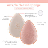 Real Techniques Miracle Cleansing Sponge, Skincare Facial Cleansing Tool with Probiotics, Exfoliate & Deep Cleans Pores, Dual Sided, Gentle on Skin, Cruelty Free, 1 Count