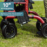 ELENKER All-Terrain 2 in 1 Rollator Walker & Transport Chair, Folding Wheelchair with All 10” Wheels for Seniors, Reversible Backrest & Detachable Footrests, Red