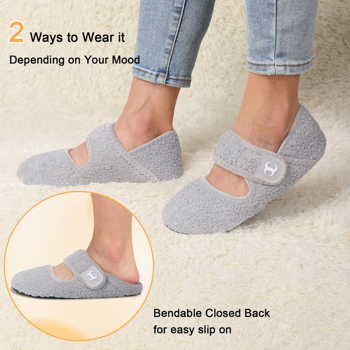 Barefoot Slippers Elderly Women Senior Mom Diabetic Slippers Slip On Woman's Slippers Indoor Bootie Slippers Women for Summer Fall Winter Grey Size