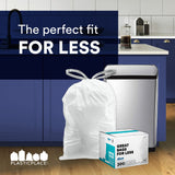 Plasticplace Custom Fit Trash Bags, Compatible with Simplehuman Code L (100 Count) White Drawstring Garbage Liners 4.8 Gallon / 18 Liters, 16.75" x 24.5"