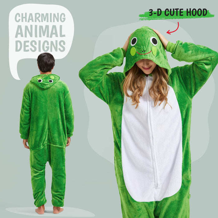 SISKIN Animal Onesie Adult - Frog Halloween Costumes for Women Men Couples Halloween Pajamas Cosplay Animal Onesies XL