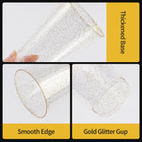 100PCS 10oz Gold Glitter Plastic Cups for Party, Disposable Gold Plastic Cups, Plastic Cocktail Glasses for Wedding Thanksgiving, Christmas, and Parties