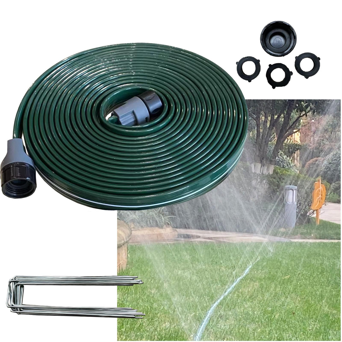 Watoo 2026 Sprinkler Hose & Soaker Hose for Yard - 25 FT Reinforced Fl