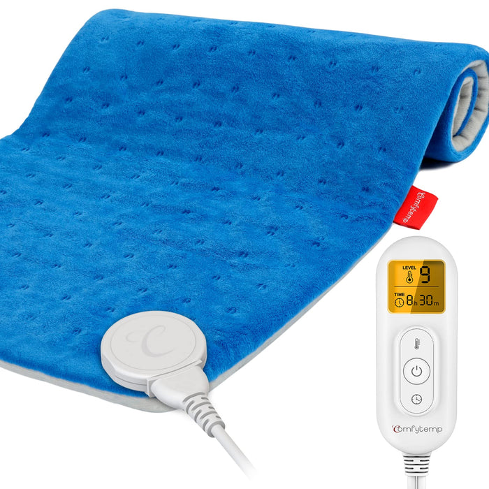 Comfytemp Heating Pad for Back Pain & Cramps Relief - FSA HSA Eligible Electric Heating Pad with 9 Heat Levels, 11 Timers Auto Off, Stay on, XL Heat Pad for Hot Therapy, Machine Washable (12"x24")