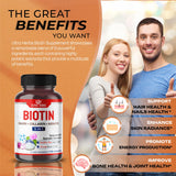 Biotin and Colagen, Keratin, HA, Niacin, Quercetin - 9 IN 1 Hair Growth Support, Skin & Nails Beauty Supplement 14,519mg | 150 Capsules