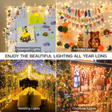 suddus Christmas Lights Outdoor,66 ft 200 LED Warm White String Lights,White Fairy Lights with Remote for Wedding, Garden, Trees, Christmas, Backyard Decorations