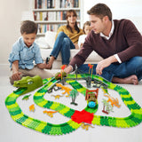 BEMITON Dinosaur Toys Race Car Track, Create a Dinosaur World Road Race, Flexible Dinosaur Track toys set, Christmas Birthday gifts for 3 4 5 6 7 Years Old Boys Girls Kids