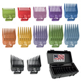 Wahl Clipper Genuine Secure-Fit™ Attachment Guard Organization Kit with Color Pro Colored Hair Clipper Guide Combs, 14 Piece Premium Storage Kit for Wahl Hair Clippers, Multicolor - 3291-100