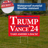 Probsin Trump Vance 2024 Yard Sign Double Sided 16" x 24" Trump Vance'24 Take America Back MAGA Signs Voted for Trump Vance Outdoor Decorations for Lawn, Garden, Window, Party Supplies (Red)