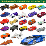 AMENON 24 Pcs Transform Car Robot Toys Christmas Advent Calendar 2023 for Kids Boys, 24 Days Countdown Calendar Large Car Automatic Deformation + 23 Vehicles Xmas Stocking Stuffers Gifts Party Favors