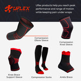 UFlex Athletics Knee Compression Sleeve Support for Women and Men - Knee Brace for Pain Relief, Fitness, Weightlifting, Hiking, Sports - Black, Medium