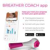 BREATHER PINK │ Natural Breathing Exerciser Trainer for Drug-Free Respiratory Therapy │ Breathe Easier with Stronger Lungs │ Guided Mobile Training App Included