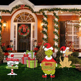 Christmas Yard Signs Stakes Outdoor Decorations - 4PCS Large Xmas Decorations Signs for Holiday Christmas Lawn Garden Pathway Decorations, 6.2inch-15inch