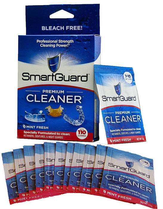 SmartGuard Premium Cleaner Crystals –(110 Cleanings)- Removes Stain, Plaque & Bad Odor from Dentures, Clear Braces, Mouth Guard, Night Guard & Retainers.