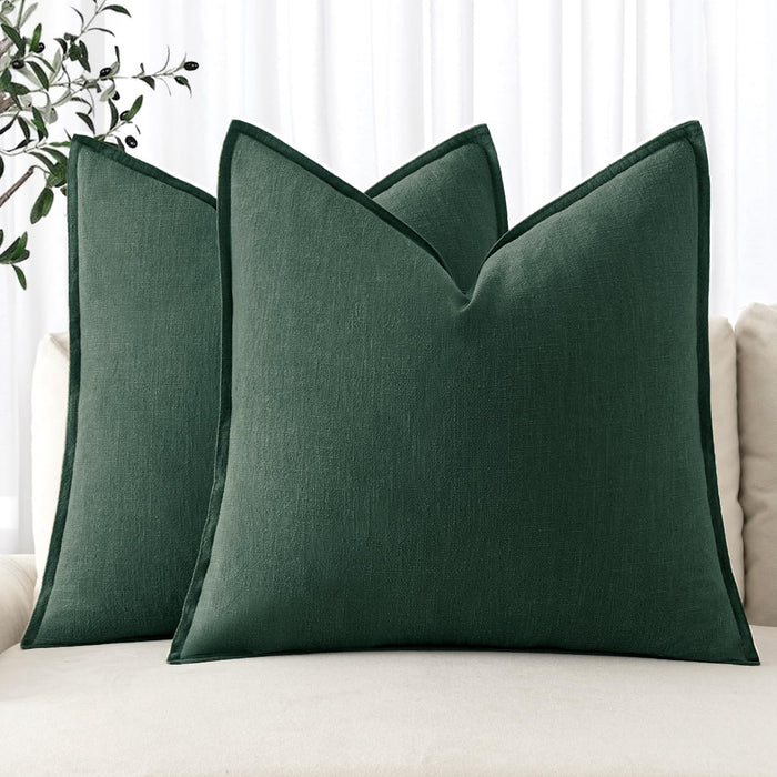 MIULEE Linen Pillow Covers 20x20 Inch Christmas Dark Green Decorative Throw Pillow Covers Pack of 2 Soft Accent Farmhouse Couch Pillowcases Modern Home Decors for Sofa Cushion Living Room Bed