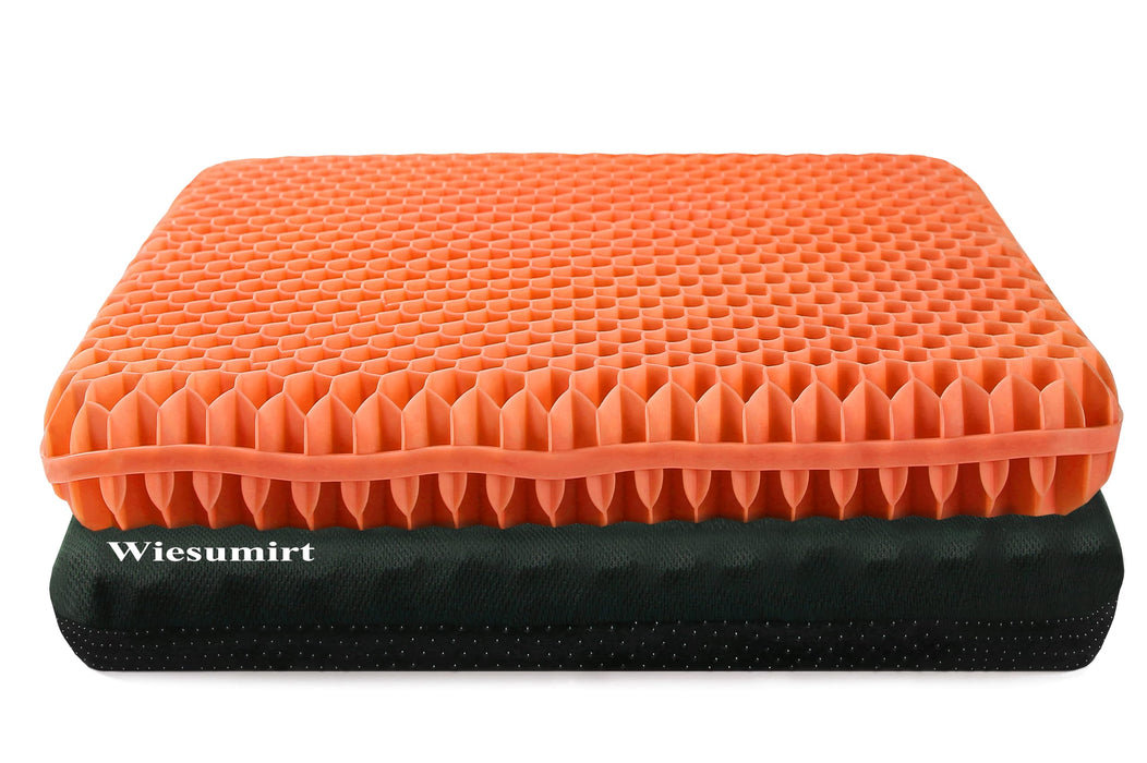 Plus Size Gel Seat Cushion for Long Sitting, Extra Large and Thick Gel Seat Cushion for Pressure Relief for Back, Sciatica, Hip, Tailbone Pain, Used for The Office, Cars, Wheelchairs (Orange)