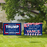 Trump Vance 2024 Yard Sign,18x12In Campaign Signs With H-Stakes Placard Sign For Outdoor Garden Lawn Parade Handheld Rally Decorations