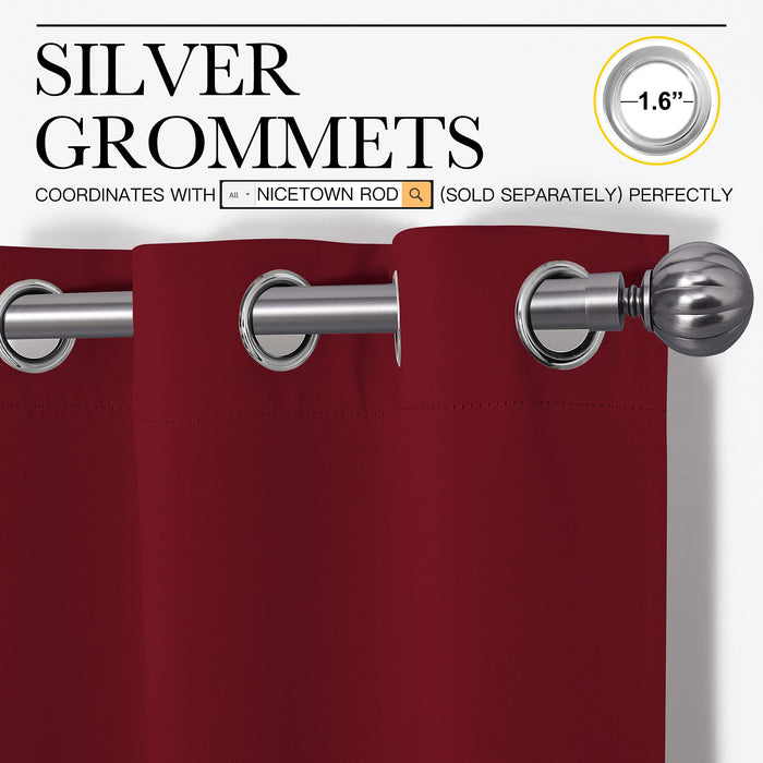 NICETOWN Christmas Burgundy Window Curtains Blackout Drapes, Thermal Insulated Solid Grommet Blackout Curtains/Draperies for Laundry Room (One Pair, 55 by 68-inch, Burgundy Red)