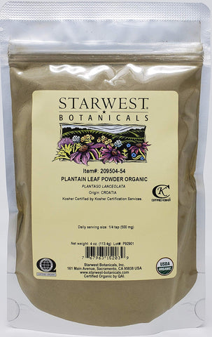 Starwest Botanicals Organic Plantain Leaf Powder, 4 Ounces