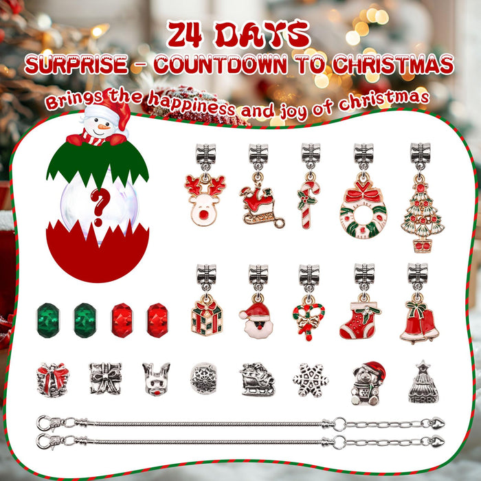 Advent Calendar 2024 Girls, Bath Bombs for Kids with Surprise Inside DIY Bracelets Making Kit, 24 Days Christmas Advent Calendar Gifts for Kids Girls