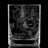 MAP OF MIDDLE EARTH Engraved Whiskey Rocks Glass | Inspired by The Hobbit, LOTR, Middle Earth, Tolkien Fantasy, & Rings of Power | Great Christmas Fantasy Gift & Bourbon Barware Drinking Decor!