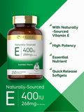 Carlyle Vitamin E 400 IU Softgels | 250 Count | Naturally Sourced | Non-GMO and Gluten Free