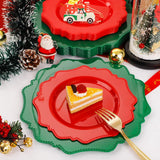 COLOSUS Disposable Plastic Plates 60Pcs, Red Party Plates, Heavy Duty 30 Dinner plate 10.5” and 30 Salad/Dessert Plate 8.25” for party dinner