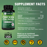 FabLab Chicken Collagen Type II Supplement - Nutritional Supplement for Joint, Nerve & Bone Support - Non-GMO, Anti-Aging Dietary Product with Hydrolyzed Peptides- 100 Capsules