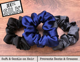 Celestial Silk Mulberry Silk Scrunchies for Hair (Navy, Charcoal, Black)