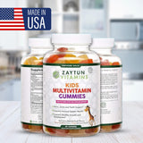 Zaytun Halal Vitamins for Kids Multivitamin Gummies, Naturally Sourced Vitamin A, C, D, E, B6, B12, Biotin - Vegetarian, No Gelatin, No Gluten, No Dairy, Non-GMO, 90 Fruit Flavored Gummies Made in USA