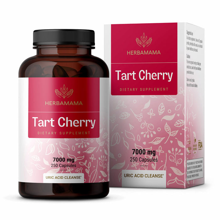 HERBAMAMA Tart Cherry Extract Capsules - Tart Cherry Extract Supplement -Nutritional Tart Cherry Capsules - Non-GMO 7000 mg, 250 Caps