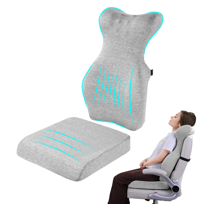 BALAPET Back Support Cushion for Office Chair,Memory Foam Lumbar Support Pillow,Ergonomic Office Chair Cushion for Long Sitting,Back and Butt Cushion for Office Chair with Adjustable Straps