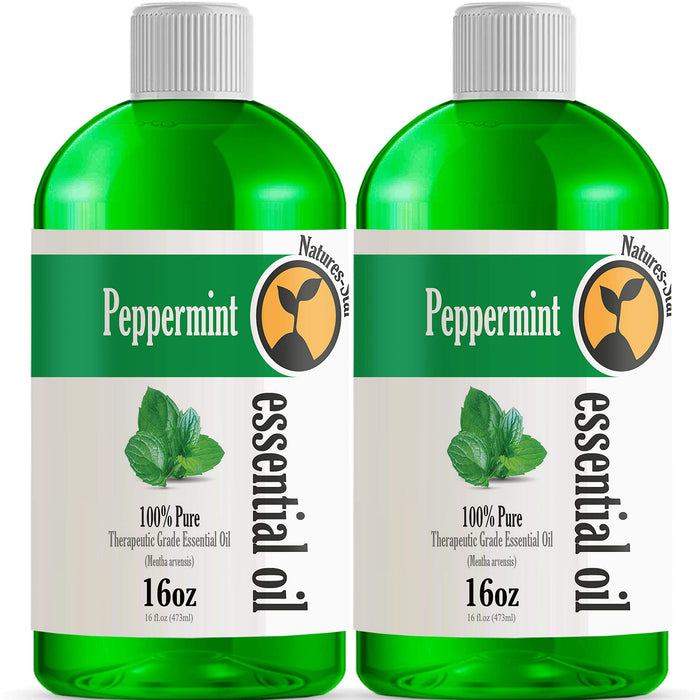 2 Pack 16oz - Bulk Size Peppermint Essential Oil (32 Ounce Total) - Therapeutic Grade Essential Oil - 16 Fl Oz Bottles