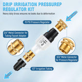 Aurelema 1 Pack Drip Irrigation Pressure Regulator Kit, Water Backflow Preventer for 3/4'' Garden/Faucet Hose Thread and 1/2'' Drip Irrigation Tubing Adapter, Complete Drip Irrigation System (15 Psi)