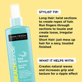 JOHN FRIEDA Beach Blonde Sea Waves Salt Spray, Wave Texturizing Spray, with Natural Sea Salt to Enhance Wavy Hair for Tousled Volume, 5 Ounce