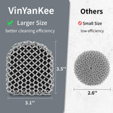 Cast Iron Scrubber with Pan Scraper, 316 Chainmail Scrubber, Upgraded Chain Mail Scrubber Sponge, Cast Iron Cleaner for Grill Pan Skillet Wok Carbon Steel, Dutch Oven Metal Brush Cleaning Kit, Black