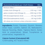 Dog Fish Oil Supplements - 180 Delicious Chew Treats - Omega 3 Rich Salmon Oil, EPA, DHA, Biotin, and Vitamin E for Healthier, Shinier, Skin, Coat and Fur, Helps Skin Allergies