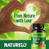 NATURELO Biotin Gummies - Supports Healthy Hair, Skin & Nails - High Potency 2500 mcg - Non GMO, Gluten Free - 60 Gummies