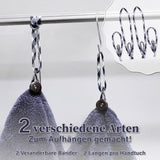 myHomeBody Handtücher für Badezimmer, Küchenhandtücher mit Aufhängeschlaufe | Weiche, saugfähige Kohlefaser-Rundhandtücher mit Kokosnussschalenknopf zum Aufhängen | Set of 2 Midnight Blue Towels