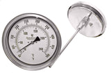 Industrial Bimetal Thermometer 5" Face x 6" Stem, 50-500 w/Calibration Dial