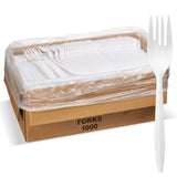 1,000 Plastic Disposable Forks Bulk White Medium Weight Disposable Silverware Plastic Cutlery Fork