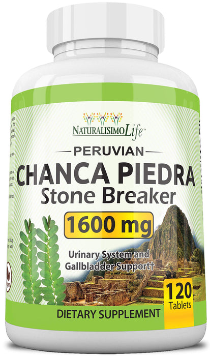 NATURALISOMOLIFE Chanca Piedra 1600 mg - 120 Tablets Kidney Stone Crusher Gallbladder Support Peruvian Chanca Piedra Made in The USA