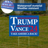 Probsin Trump Vance 2024 Yard Sign Double Sided 12" x 17" Trump Vance'24 Take America Back MAGA Signs Voted for Trump Vance Outdoor Decorations for Lawn, Garden, Window, Party Supplies (Blue)