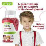 Vitamin B12 for Kids Gummies, 1000mcg - Metabolism, Natural Energy Support - Vegan, Gelatin Free, Gluten Free, GMO Free - Tasty Chewable B12 Raspberry Flavored Gummy