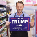 Donald Trump 2024 yard sign Save America Again sign with Metal Stake,18"x14"Double Sided Fade Resistant, USA style sign