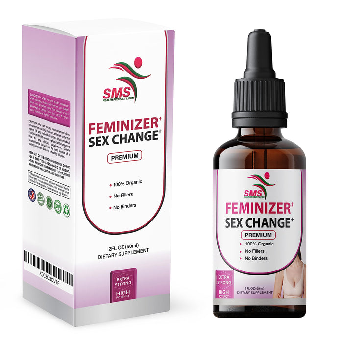 Feminizer by SMS, Pueraria Mirifica Drops For Estrogen | Premium Grade | Herbal Liquid Extract | Non-GMO, Organic, Vegan, Alcohol Free Tincture | 2 Fl Oz (60ml) | For Trans Women Ladyboy LGBT