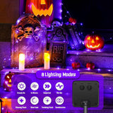 JMEXSUSS 2 Pack Purple Solar Halloween Lights, 33ft 100 LED Purple Solar Lights Outdoor, Waterproof 8 Modes Purple Halloween Lights for Outside Tree Garden Patio Christmas Halloween Decorations