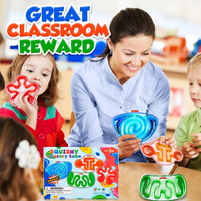 Squishy Sensory Tubes – Knuddliges Fidget-Spielzeug Mit Glitzer-Goo & Perlen, Ideal Gegen Stress