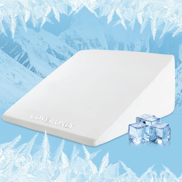 HOMBYS Cooling Bed Wedge Pillow Cover Q-max 0.4 Cool Pillowcases Super Soft & Skin-Friendly with Zipper Design, Removable & Machine Washable Pillowcase, (White, 25"x25"x8")
